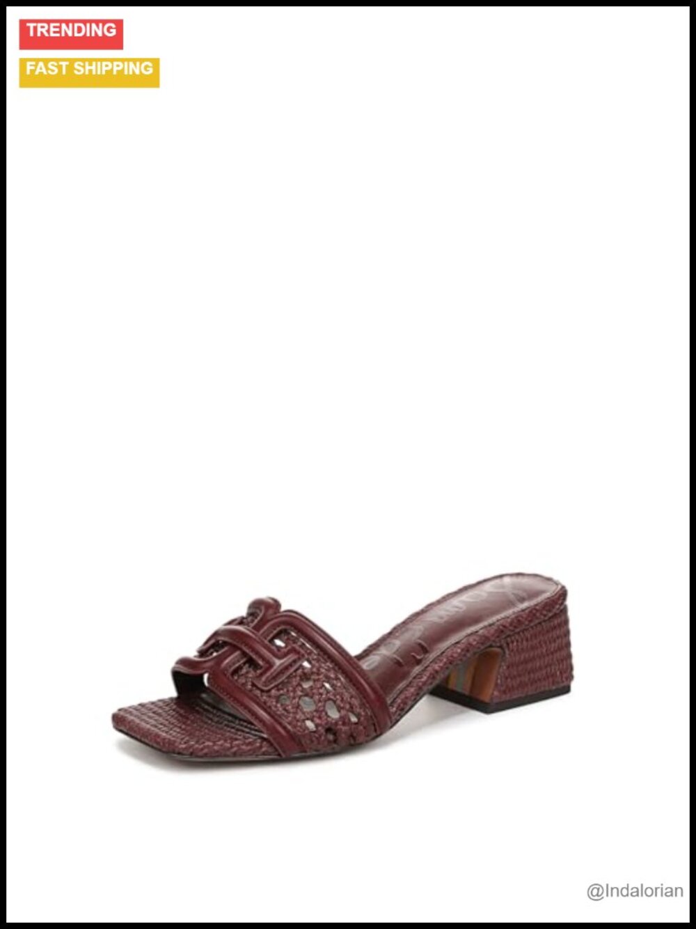 Woven Slide Sandals with Block Heel Slip-On Casual Dressy Open Toe